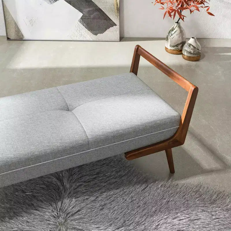 Panca in Legno Imbottita con Trapuntatura Stile Mid-Century Modern 51,20 L