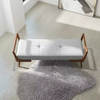 Panca in Legno Imbottita con Trapuntatura Stile Mid-Century Modern 51,20 L