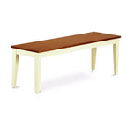 HomeStock Dining Room Bench with Wood Seat, 54x15x17 Inch, Buttermilk & Cherry