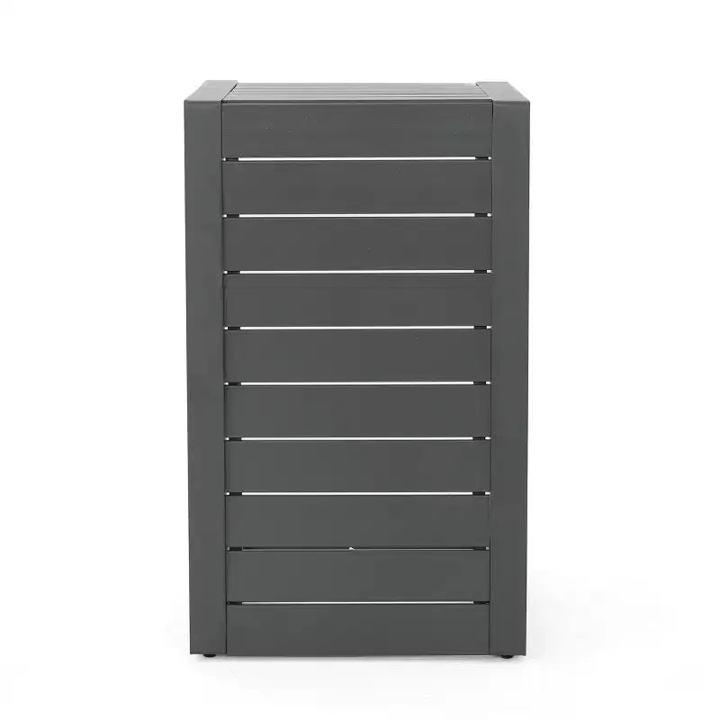 Tavolino in alluminio con contenitore, grigio