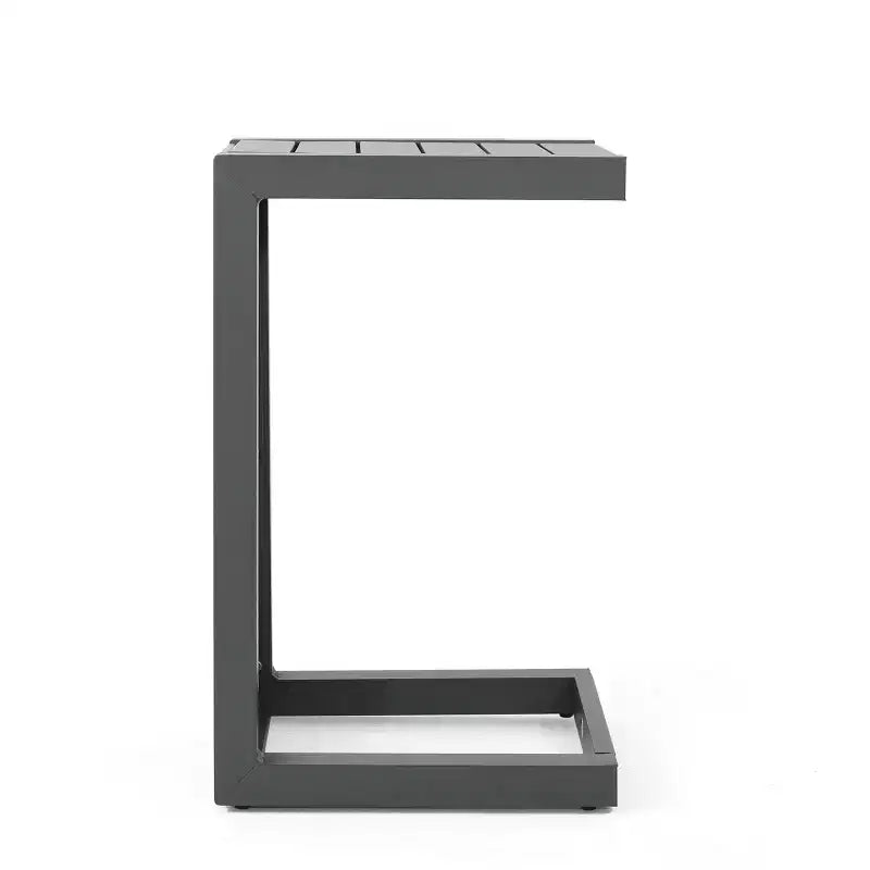 Tavolino in alluminio con contenitore, grigio