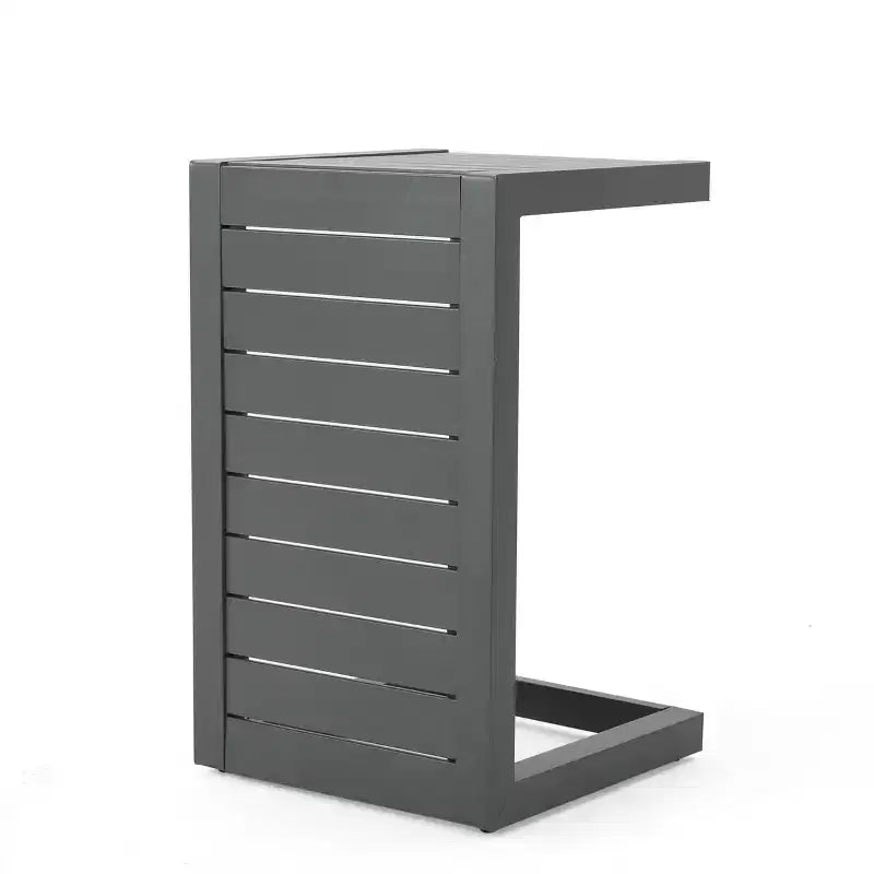 Tavolino in alluminio con contenitore, grigio