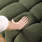 Divano in tessuto bouclé bianco, 3 posti, 214 cm