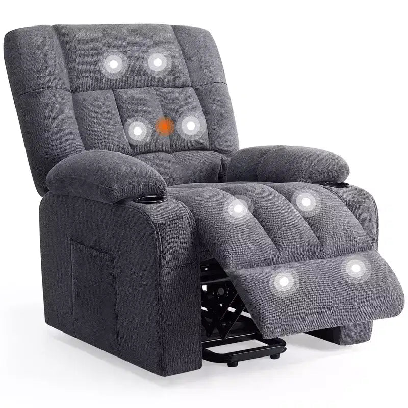 Rotating Lounge Chair, High Cushioned Living Room Chair with Oversized Foot Pedals