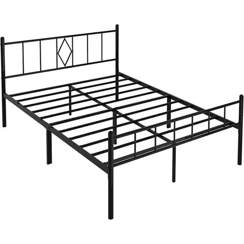 Telaio del letto in metallo a piattaforma full size con testiera e pediera