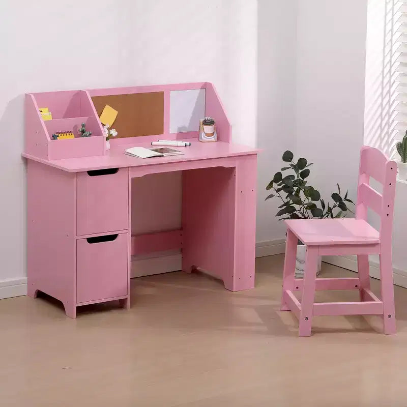 Set Scrivania e Sedia per Bambini con Contenitore e Bacheca