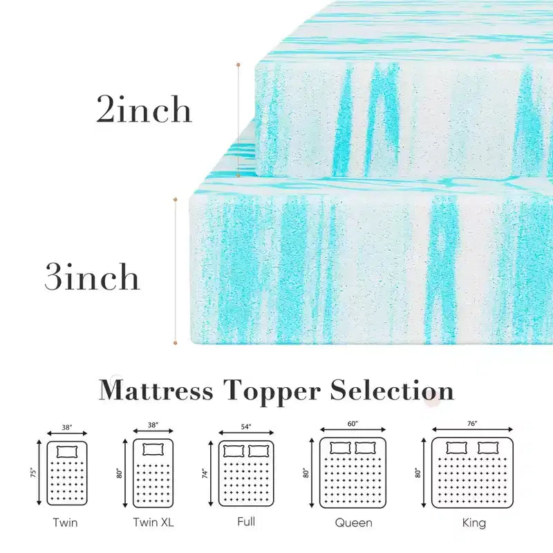 Topper per materasso in memory foam matrimoniale da 2 pollici