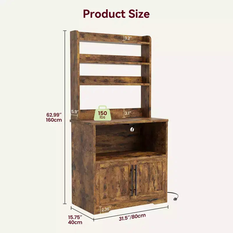 Scaffale da Panettiere con Mobiletto Contenitore e Prese di Corrente