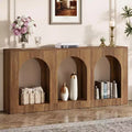 Lantine 70.9-Inch Console Table with Storage, Wood Entryway Table with Arched Shelves for Foyer, Hallway, Living Room, Narrow Long, Brown