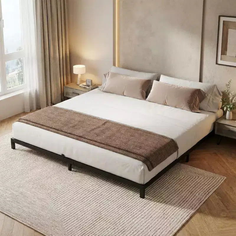6 Inch Metal Bed Frame, California King / Twin XL Platform Bed, Heavy-Duty Steel, No Box Spring, Noise Free