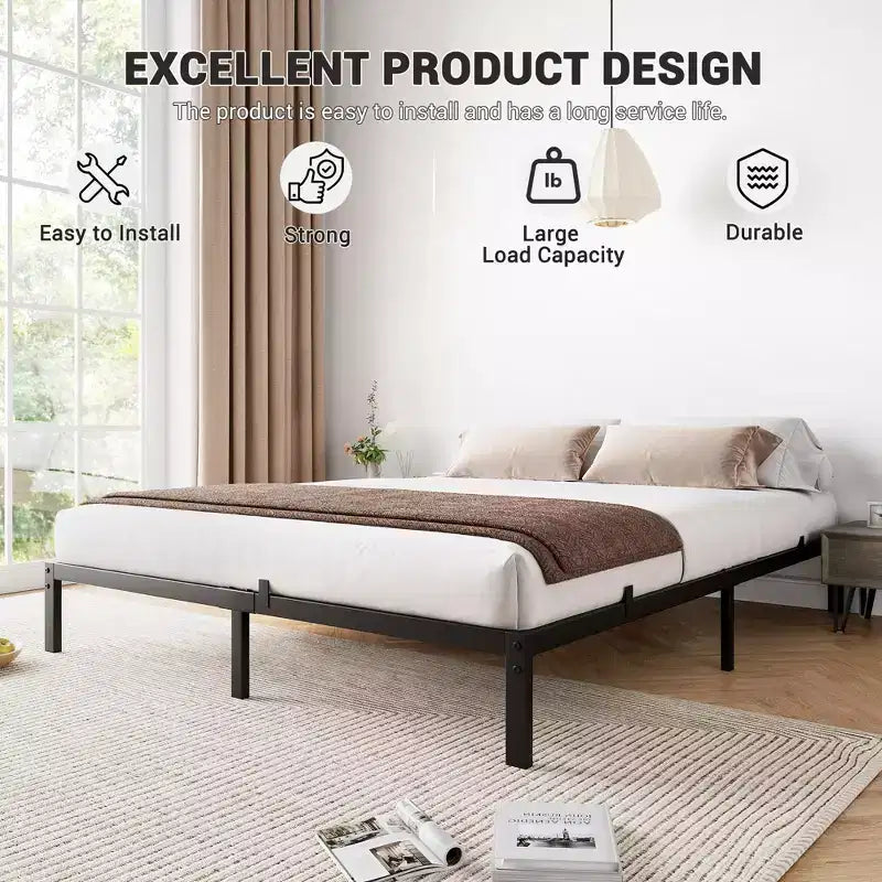 Telaio per letto in metallo da 6 pollici, California King / Twin XL, letto a piattaforma, acciaio resistente, senza materasso a molle, silenzioso