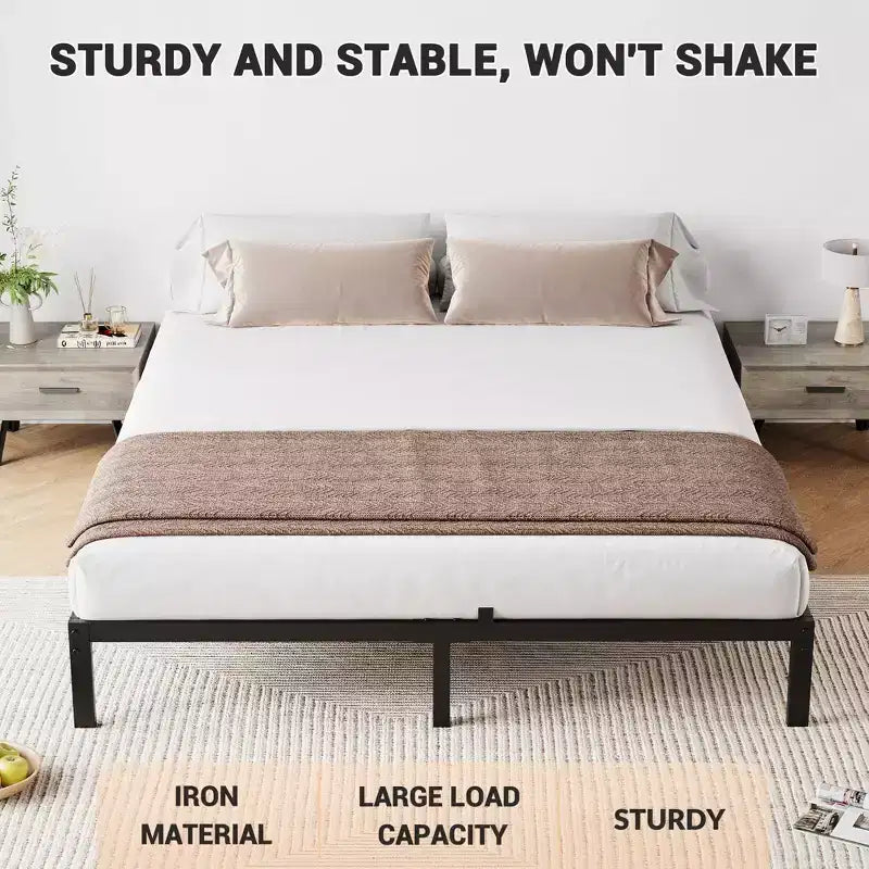 Telaio per letto in metallo da 6 pollici, California King / Twin XL, letto a piattaforma, acciaio resistente, senza materasso a molle, silenzioso