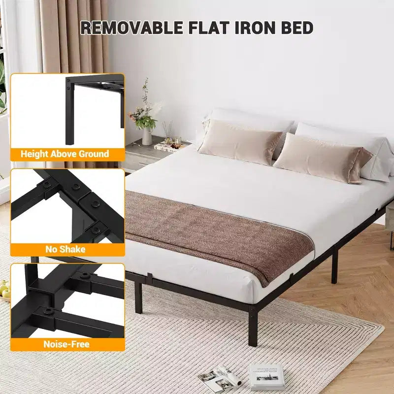 Telaio per letto in metallo da 6 pollici, California King / Twin XL, letto a piattaforma, acciaio resistente, senza materasso a molle, silenzioso