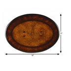 Tavolino ovale con due cassetti in legno scuro marrone e ciliegio da 26"