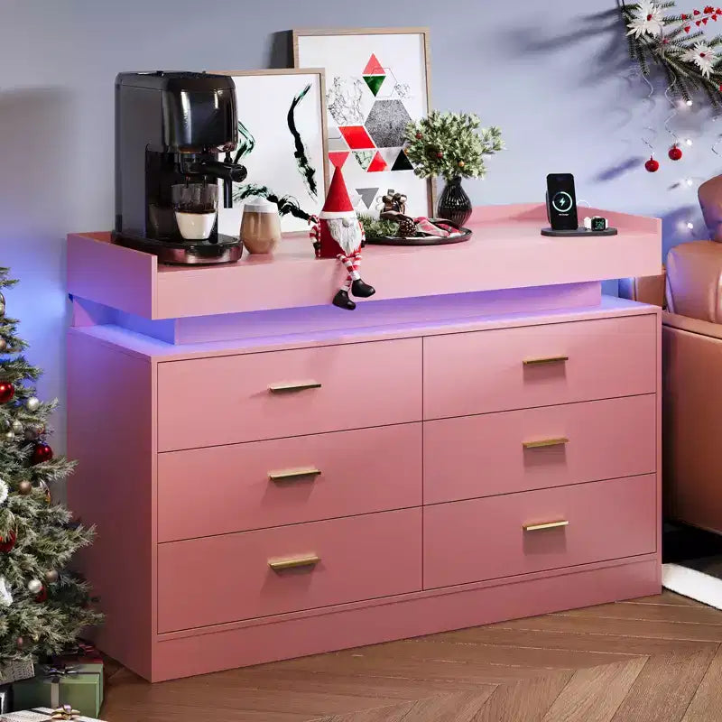 Cassettiera credenza a 6 cassetti con piano flottante