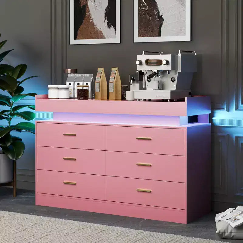 Cassettiera credenza a 6 cassetti con piano flottante