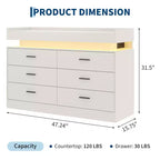 Cassettiera credenza a 6 cassetti con piano flottante