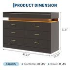 Cassettiera credenza a 6 cassetti con piano flottante