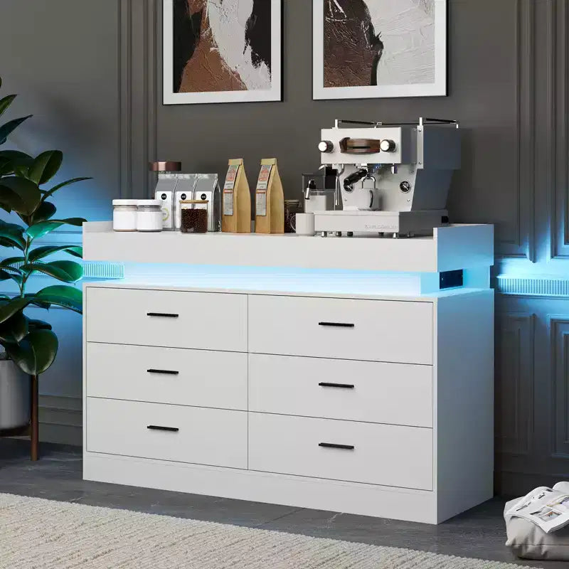 Cassettiera credenza a 6 cassetti con piano flottante