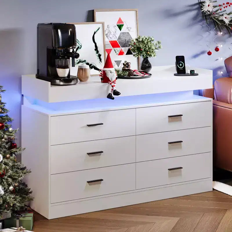 Cassettiera credenza a 6 cassetti con piano flottante