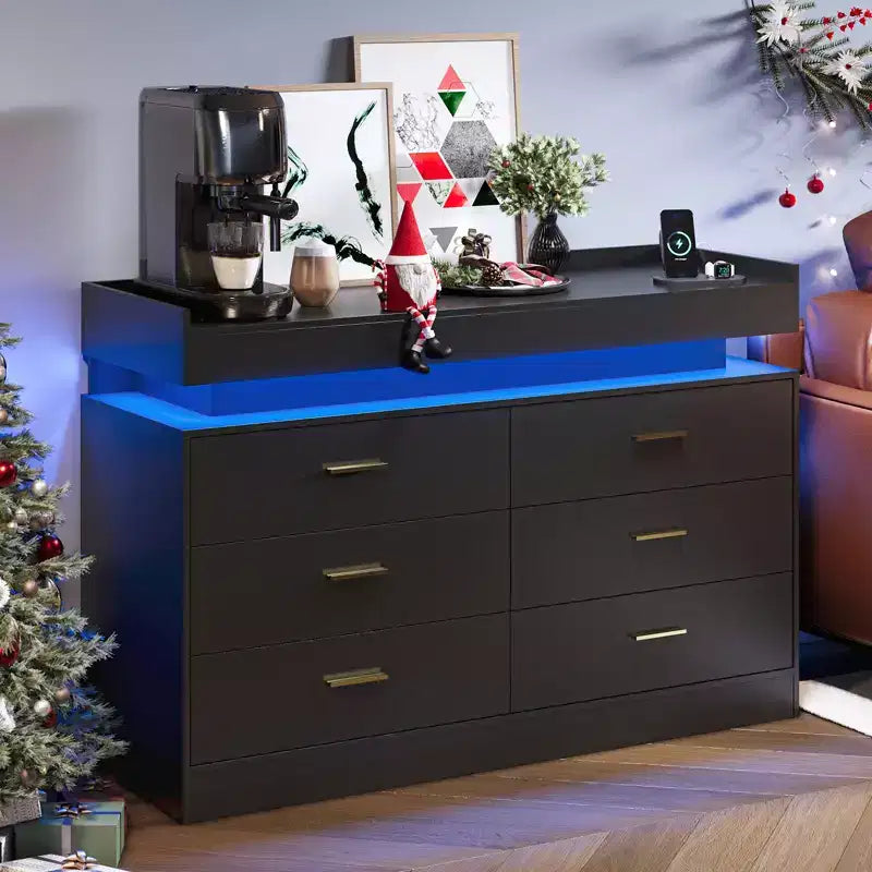 Cassettiera credenza a 6 cassetti con piano flottante