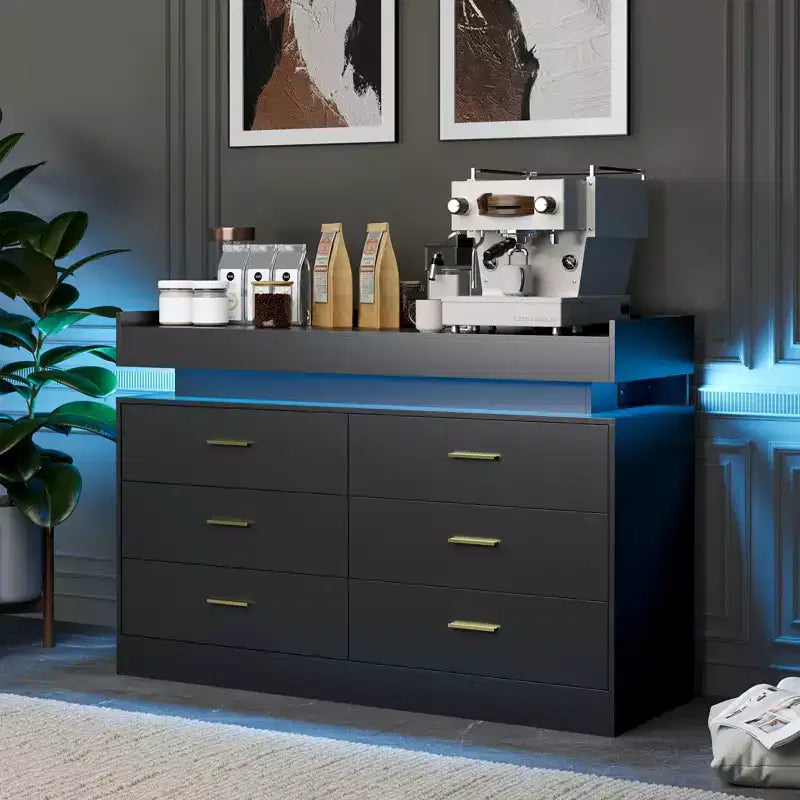 Cassettiera credenza a 6 cassetti con piano flottante