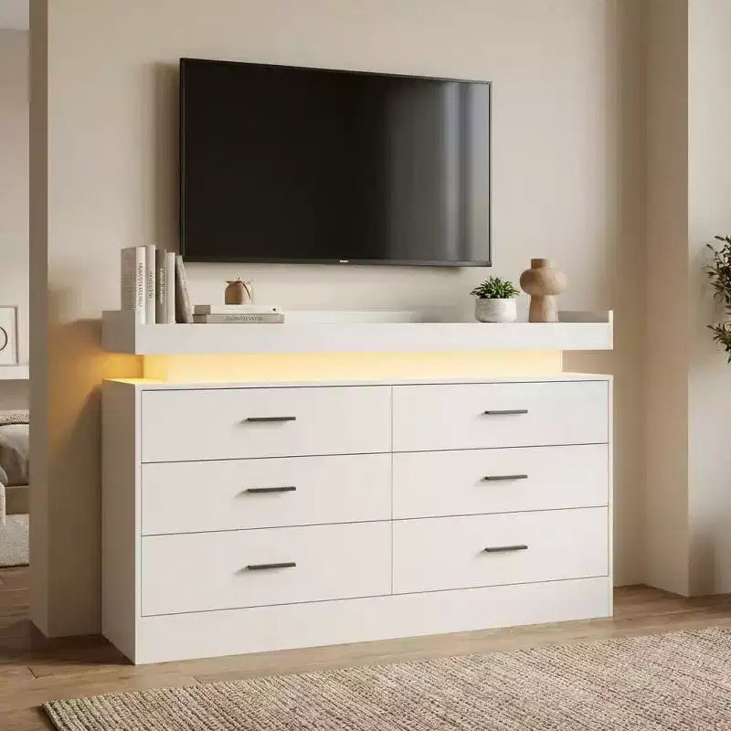Cassettiera credenza a 6 cassetti con piano flottante