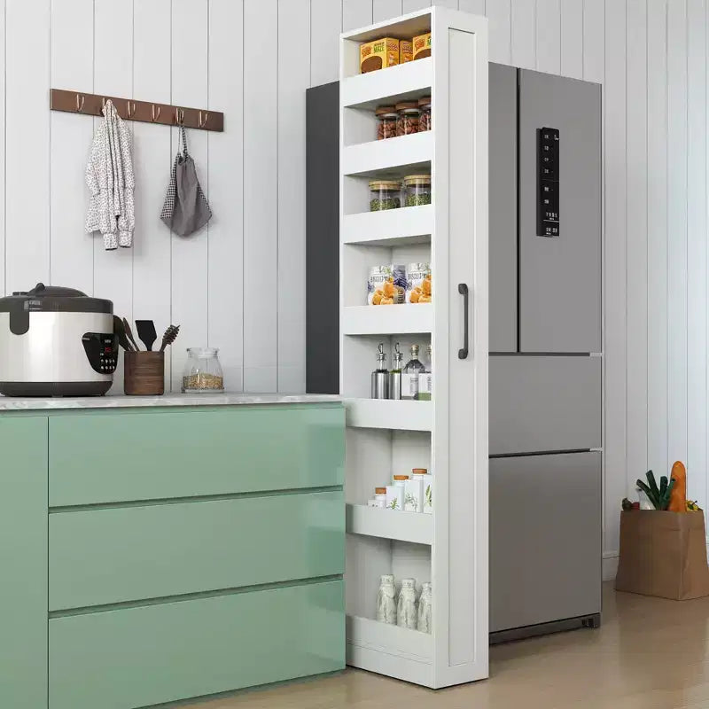Scaffale a 7 Livelli Estraibile e Sottile – Organizer Aperto per Cucina, Salotto e Spazi Stretti, Bianco