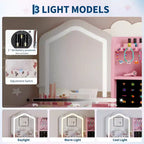 Set da toeletta per bambini con specchio, sgabello e playset trucco in legno per bambine di età compresa tra 3 e 8 anni