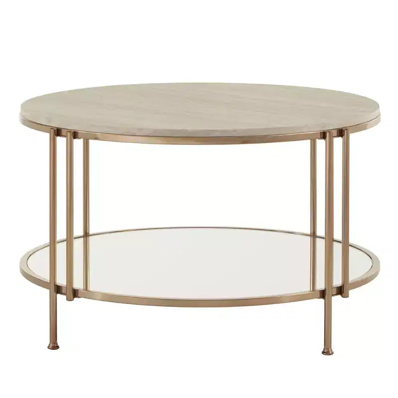 Celsus Coffee Table - Champagne Gold/White Marble - iNSPIRE Q