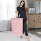 Cesto Portabiancheria Pieghevole per Bambina con Coperchio e Maniglie – Ballerina e Fiocchi da Balletto, Rosa e Bianco