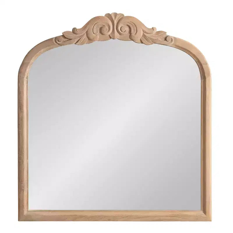 Specchio da Parete Ad Arco Intarsiato con Cornice in Legno