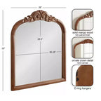 Specchio da Parete Ad Arco Intarsiato con Cornice in Legno