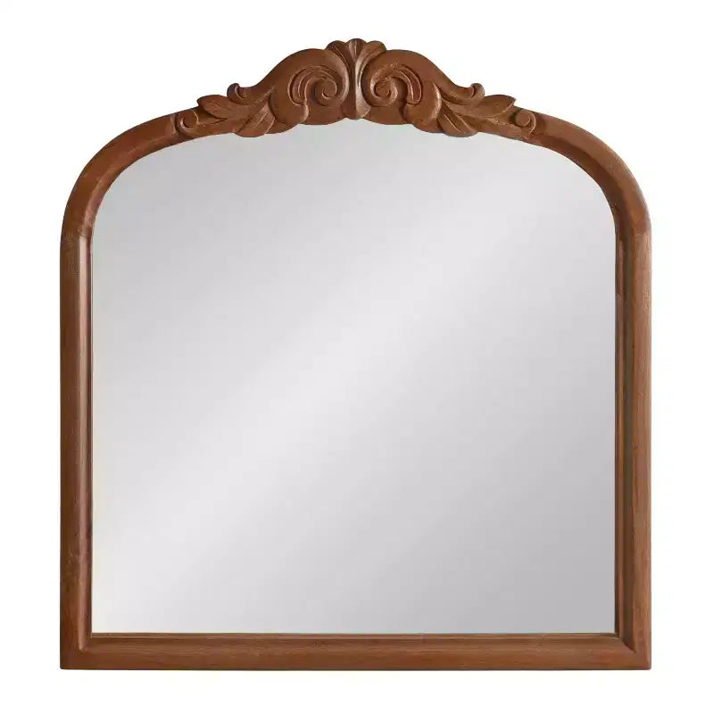 Specchio da Parete Ad Arco Intarsiato con Cornice in Legno