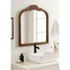 Specchio da Parete Ad Arco Intarsiato con Cornice in Legno