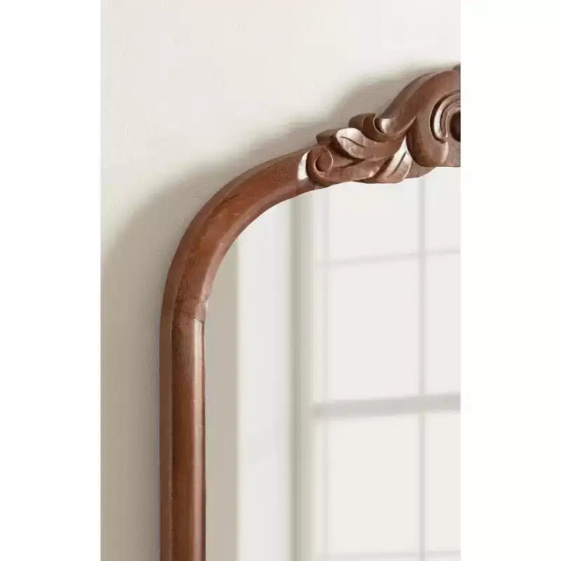 Specchio da Parete Ad Arco Intarsiato con Cornice in Legno