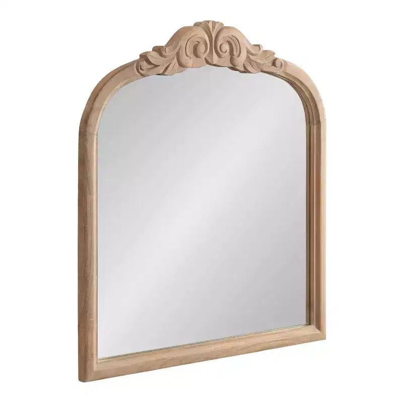 Specchio da Parete Ad Arco Intarsiato con Cornice in Legno