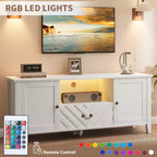 Mobile TV con Luci a LED, 2 Armadietti e 1 Cassetto, Adatto per TV fino a 65 Pollici
