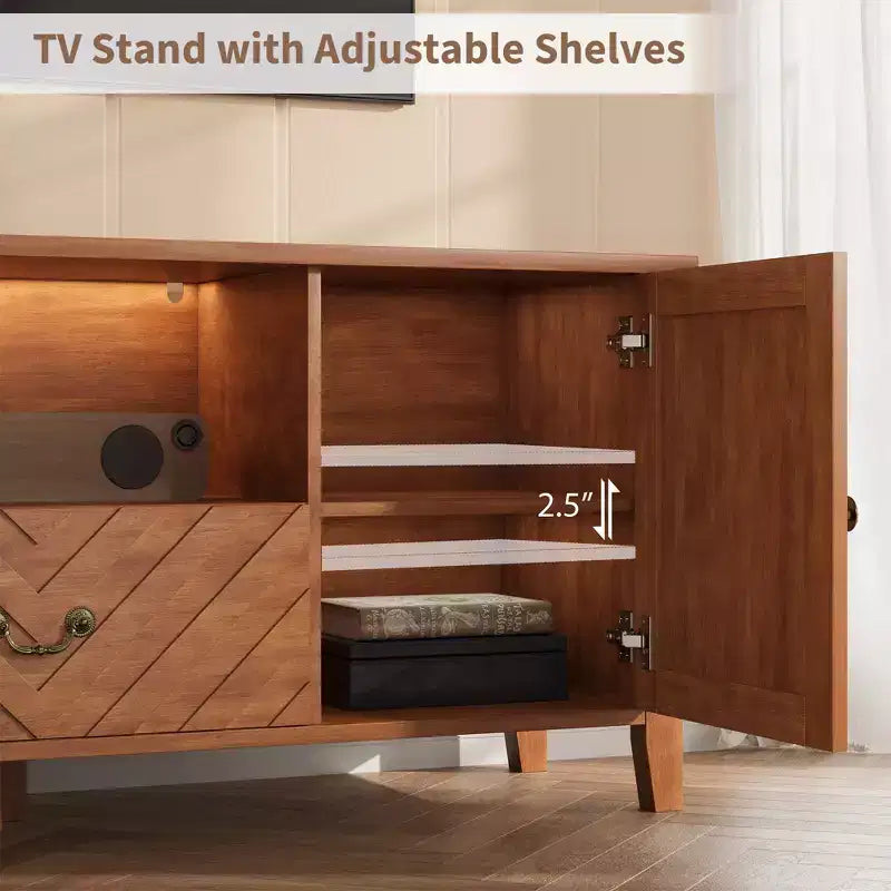Mobile TV con Luci a LED, 2 Armadietti e 1 Cassetto, Adatto per TV fino a 65 Pollici