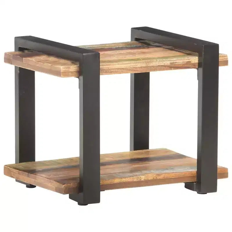 Comodino Legno Naturale con Dettagli in Ferro