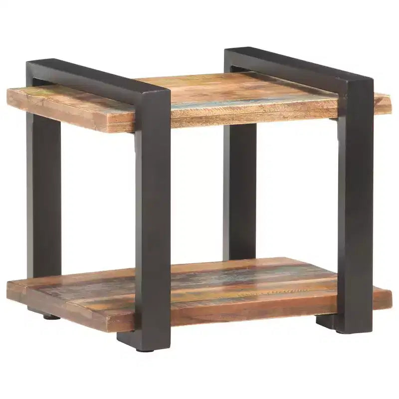 Comodino Legno Naturale con Dettagli in Ferro
