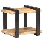 Comodino Legno Naturale con Dettagli in Ferro