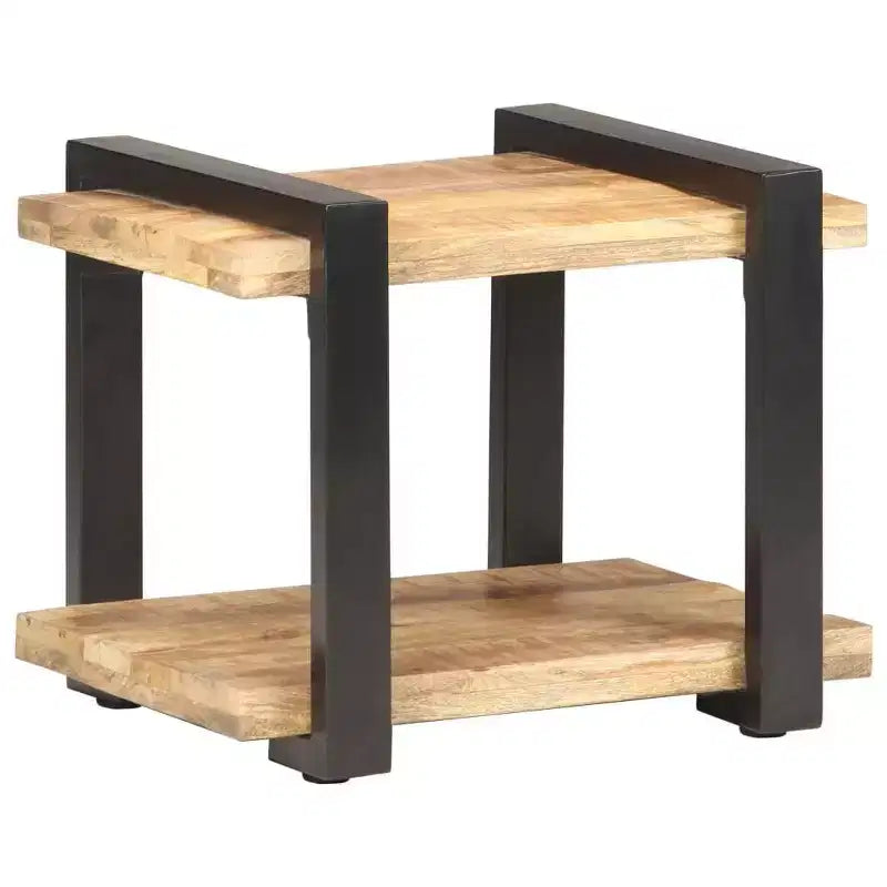 Comodino Legno Naturale con Dettagli in Ferro