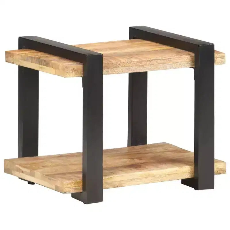 Comodino Legno Naturale con Dettagli in Ferro