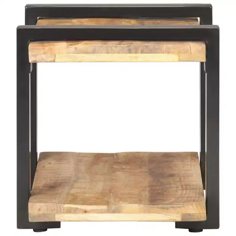 Comodino Legno Naturale con Dettagli in Ferro