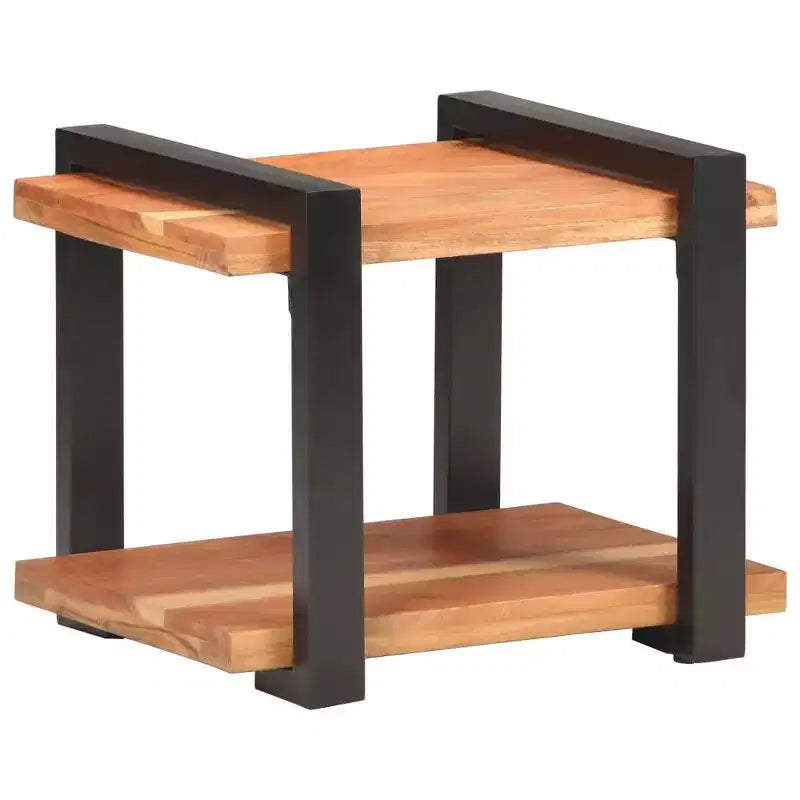 Comodino Legno Naturale con Dettagli in Ferro