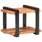 Comodino Legno Naturale con Dettagli in Ferro