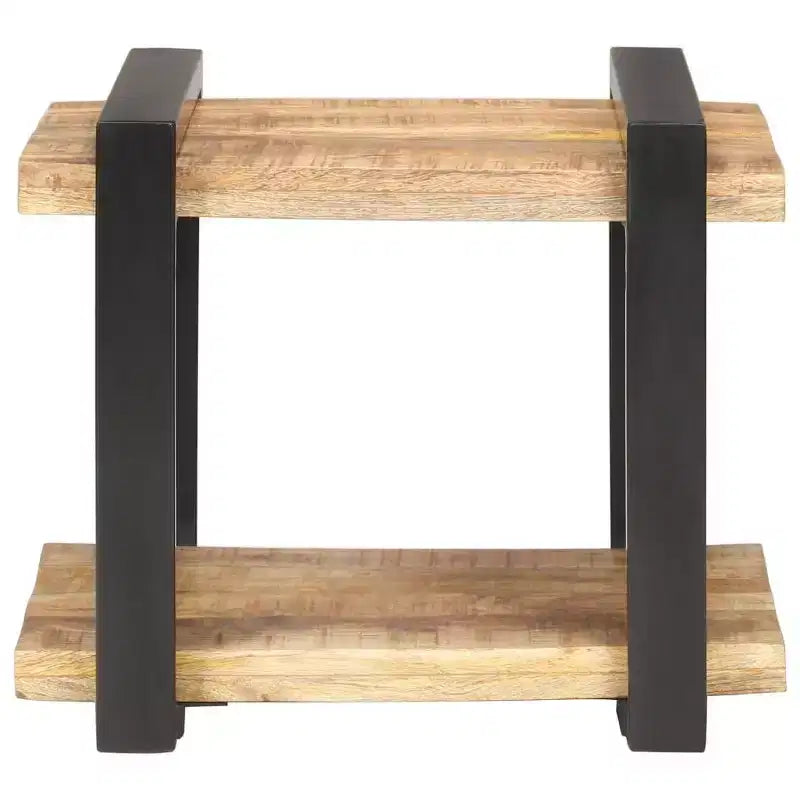 Comodino Legno Naturale con Dettagli in Ferro