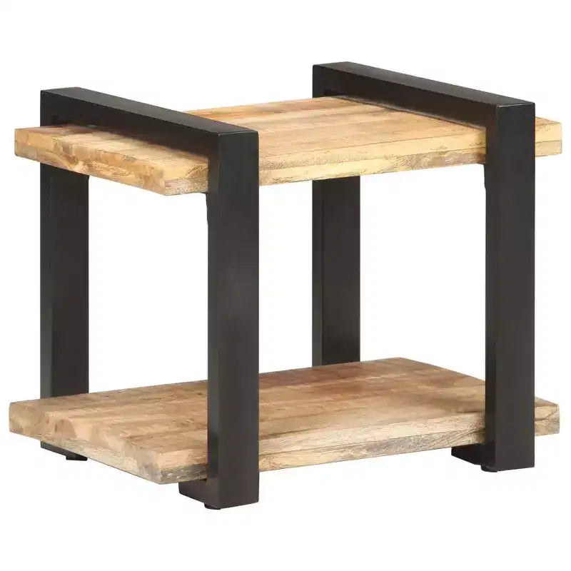 Comodino Legno Naturale con Dettagli in Ferro