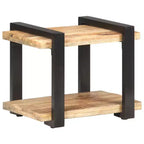Comodino Legno Naturale con Dettagli in Ferro